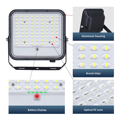 High Efficiency LED Flood Light with Adjustable Color Temperature Monocrystalline Solar Panel Optical PC Lens and Premium Brand LED Chips for Outdoor Security and Landscape Lighting